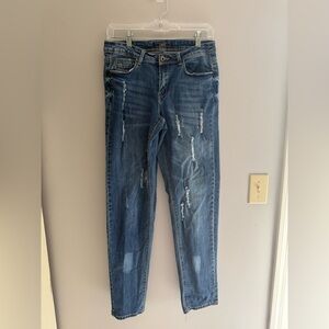 Lucky & Blessed Jeans Woman’s SZ 8 Straight Leg Distressed Faded Vintage Denim